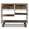 Baxton Studio Grant Vintage Oak Brown Finished Wood and Black Finished Metal 2-Drawer Kitchen Cart 177-11201-Zoro - alternate 10